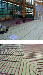 On ground slabs with floor heating